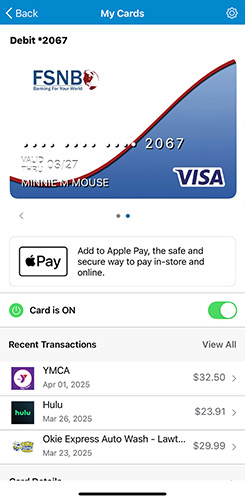 Control your debit card online.