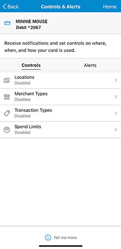 Control your debit card online.