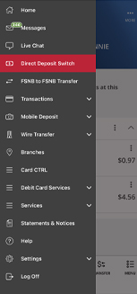 On the side menu, select Services then Direct Deposit Switch.