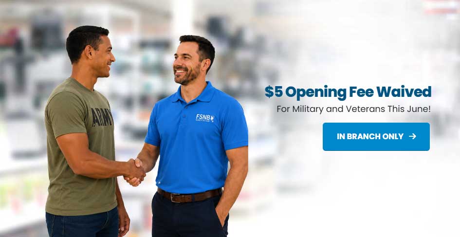 $5 Opening Fee waived for military members.