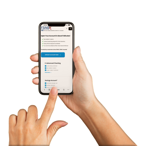 Open an account online with no credit check!